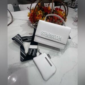 Steve Madden White Crossbody Bag with Black Strap